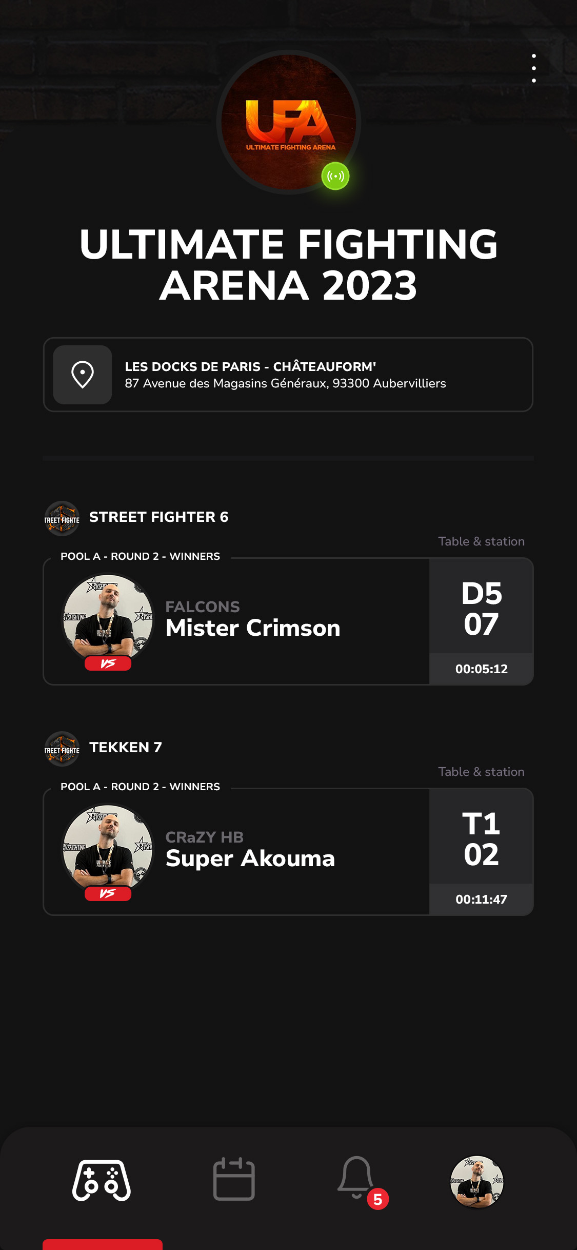PLAYER app showcasing scores