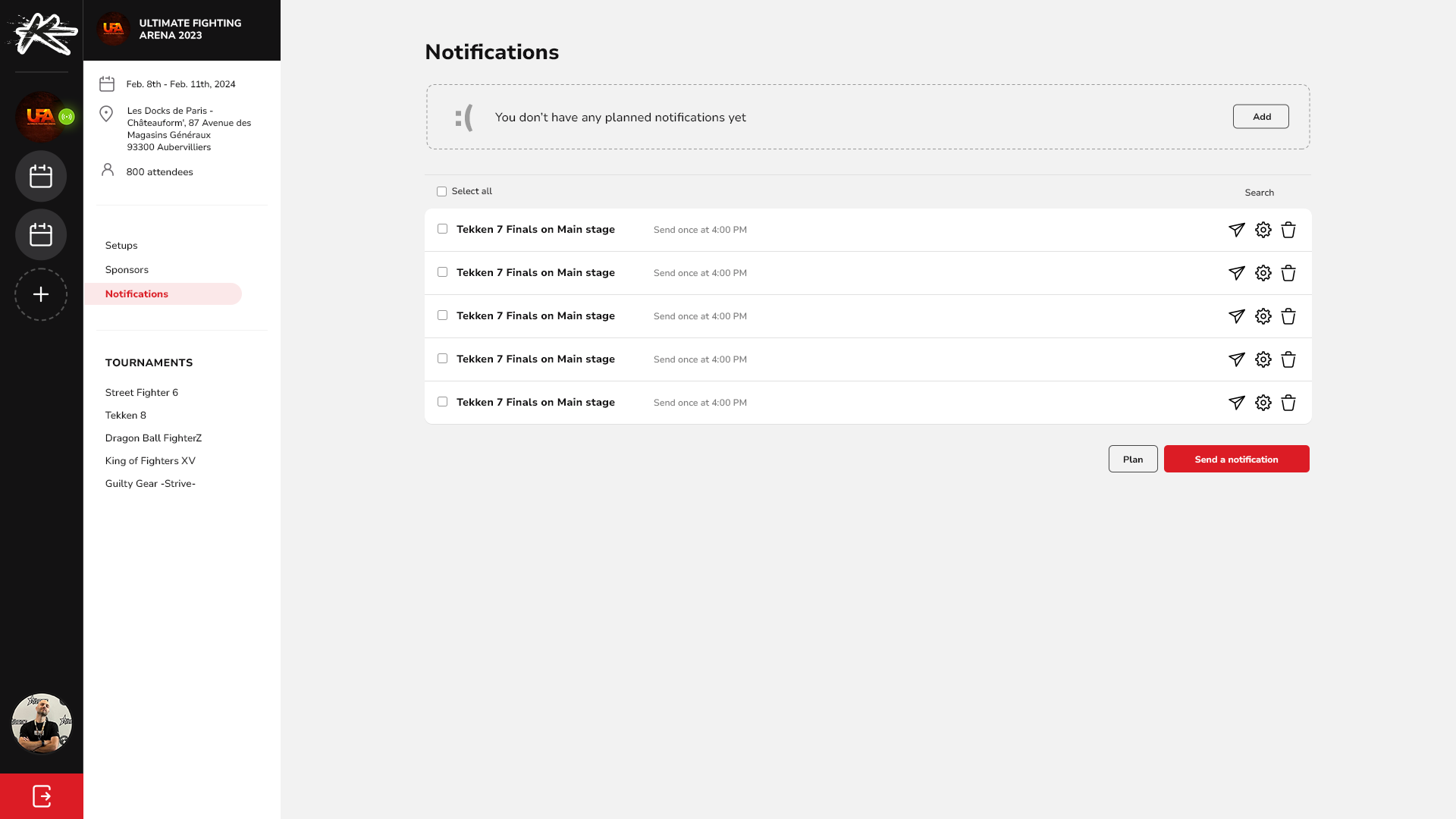 TO app showcasing notifications management